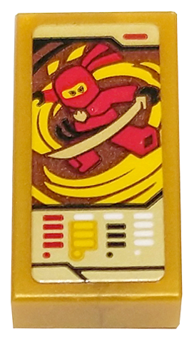 Lego Tile 1 x 2 with Ninjago Trading Card Game Kai Pattern (Sticker) - Set 71799