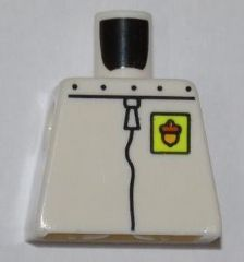 Lego Torso Spacesuit with Riveted Collar, Zipper and Neon Green Acorn Badge Pattern / White
