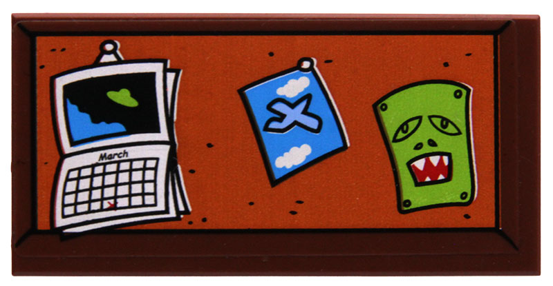 Lego Tile 2 x 4 with Bulletin Board / Pinboard with Calendar Pattern (Sticker) - Set 71006