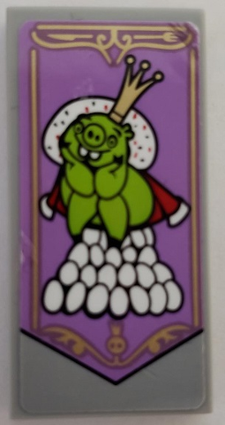 Lego Tile 2 x 4 with Angry Birds Leonard, Crown and Eggs Pattern Model Right Side (Sticker) - Set 75826 / Light Bluish Gray