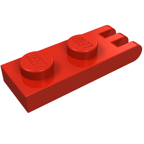 Lego Hinge Plate 1 x 2 with 3 Fingers [Solid Studs] / Red
