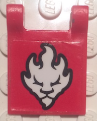 Lego Flag 2 x 2 Square with Flat Edge with White Lion's Head Symbol (Kai) on Red Background Pattern (Sticker) - Set 70756 / Red