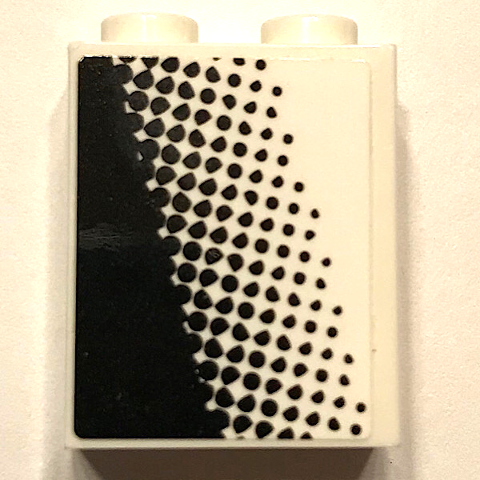 Lego Brick 1 x 2 x 2 with Inside Stud Holder with Black Gradient Pattern Model Right Side (Sticker) - Set 60102 / White