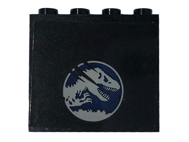 Lego Panel 1 x 4 x 3 with Side Supports - Hollow Studs with Jurassic World Logo and 3 Scratches Pattern Model Right Side (Sticker) - Set 75929 / Black