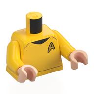 Lego Torso, Star Fleet Uniform, Gold Badge Print, Yellow Arms, Light Nougat Hands