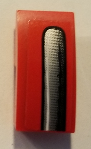 Lego Slope, Curved 2 x 1 x 2/3 with Silver and Black Bumper Pattern Model Right Side (Sticker) - Set 75894 / Red