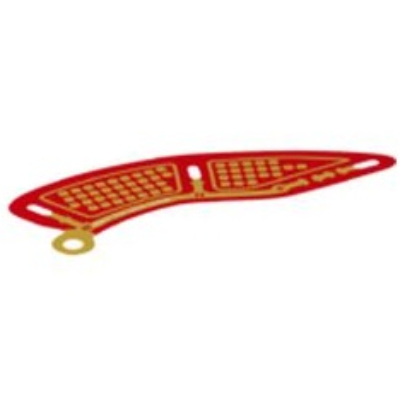 Lego Sail, Left, Curved with Gold Partitioned Squares Print / Red