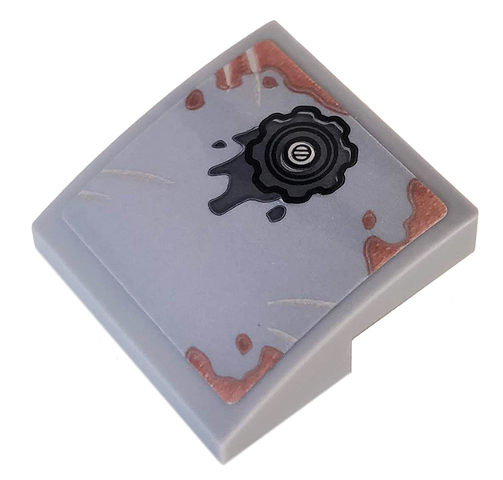 Lego Slope, Curved 2 x 2 x 2/3 with Dark Bluish Gray Tank Cap and Gasoline Pattern (Sticker) - Set 75928