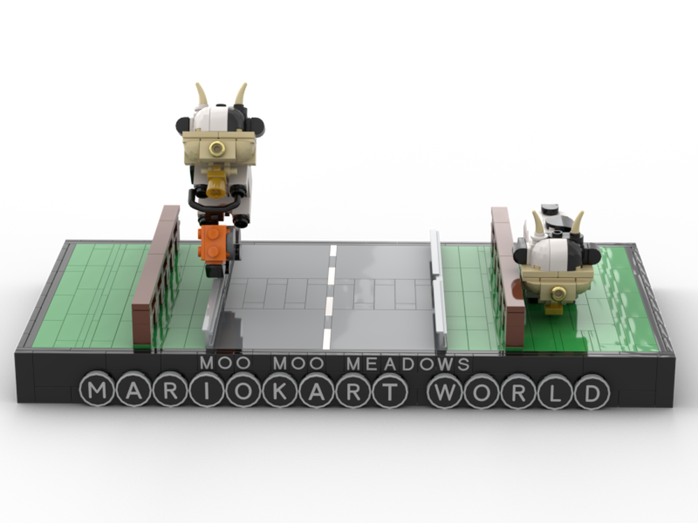 Lego Mariokart world statue of moo moo meadows