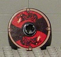 Lego Technic, Disk 3 x 3 with Black and Red Viking Shield with Serpents Pattern (Sticker) - Gear G577