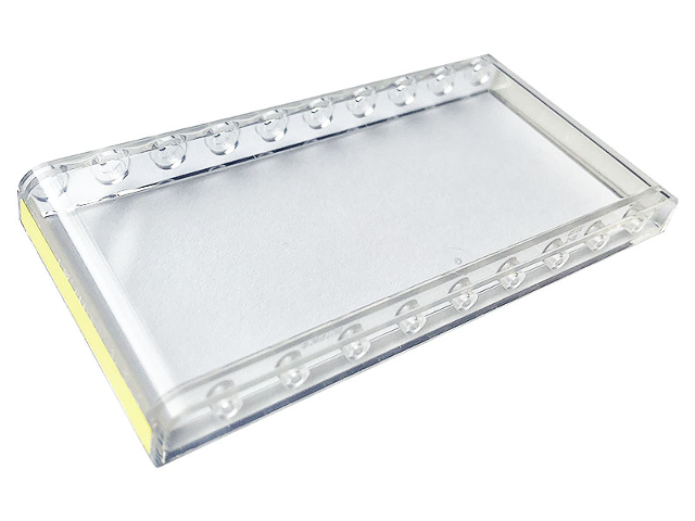 Lego Windscreen 1 x 10 x 4 with Bright Light Yellow Stripe Pattern on Both Sides (Stickers) - Set 10271 / Trans-Clear