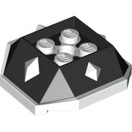Lego Brick Wedged, Sloped 4 x 4 with Diamond Spikes with White Underside Pattern / Black