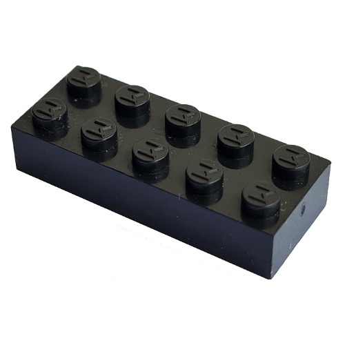 Lego Modulex Brick 2 x 5 with M on Studs / Modulex Black