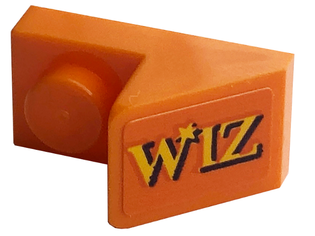 Lego Slope 45 2 x 1 with 2/3 Cutout with Black and Yellow 'WIZ' Pattern (Sticker) - Set 76422 / Orange