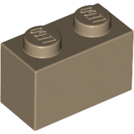 Lego Brick 1 x 2 / Dark Tan