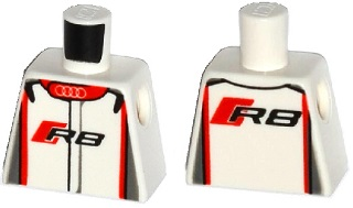 Lego Torso Racing Suit with Audi Logo and 'R8' on Front and Back Pattern / White