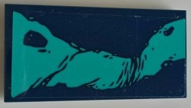 Lego Tile 2 x 4 with Dark Turquoise Splotches Pattern Model Right Side (Sticker) - Set 76101