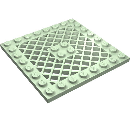 Lego Plate Special 8 x 8 with Grille [No Hole in Center] / Light Green