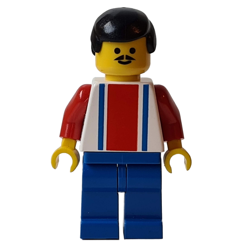 Lego Soccer Player White Torso with Blue/Red Stripes, Blue Legs #4