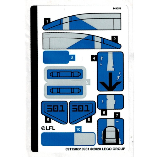 Lego Sticker Sheet for Set 75280-1