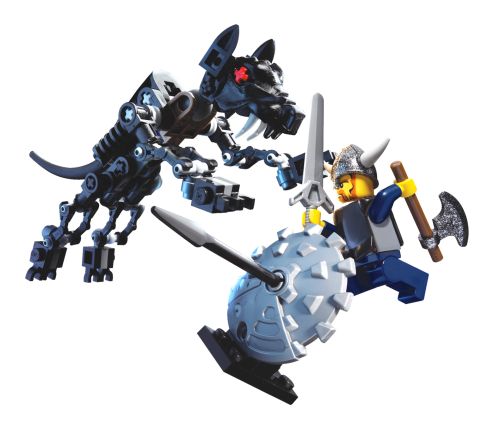 Lego Viking Warrior challenges the Fenris Wolf