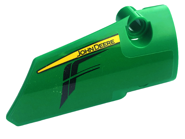 Lego Technic, Panel Fairing # 4 Small Smooth Long, Side B with Black 'JOHN DEERE' on Yellow Stripe and Black Air Vents Pattern (Sticker) - Set 42136