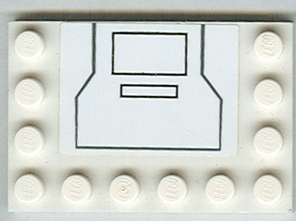 Lego Tile, Modified 4 x 6 with Studs on Edges with Black Outline with Two Inner Rectangles Pattern (Sticker) - Set 7676