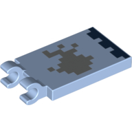 Lego Tile Special 2 x 3 with 2 Clips with Minecraft Fish and Sea Floor Print [Thick Open O Clips] / Bright Light Blue
