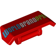 Lego Spoiler 2 x 4 with Handle and 'WORLD GRAND PRIX' Print / Red