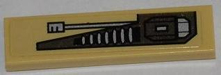 Lego Tile 1 x 4 with Gun Turret Bottom Half Pattern Model Left Side (Sticker) - Set 76001 / Tan
