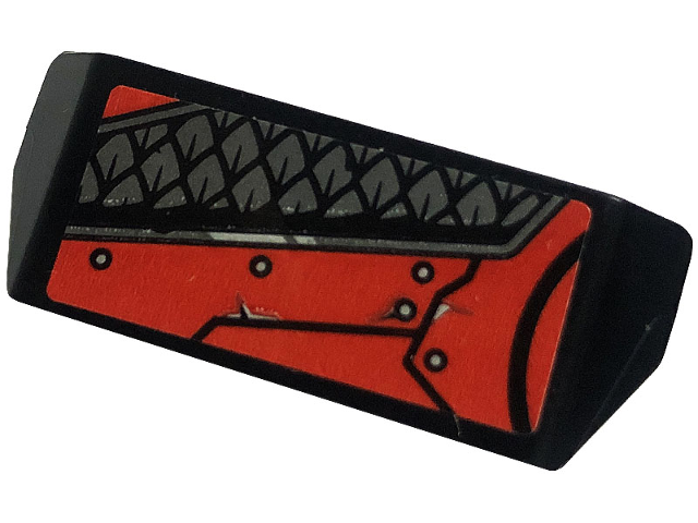 Lego Vehicle, Spoiler with Bar Handle with Dark Bluish Gray Scales, Rivets and Red Metal Plates Pattern (Sticker) - Set 80033