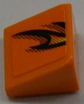 Lego Slope 30 1 x 1 x 2/3 with Flames Pattern Model Right Side (Sticker) - Set 8186 / Orange