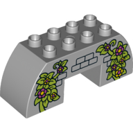 Lego Duplo Brick 2 x 6 x 2 Curved with 2 x 2 Cutout on Bottom with Bricks, Vines, Leaves Print