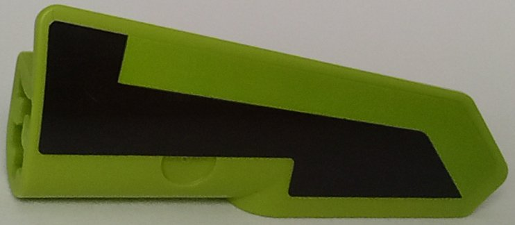 Lego Technic, Panel Fairing #22 Very Small Smooth, Side A with Black Stripe Pattern (Sticker) - Set 42138 / Lime