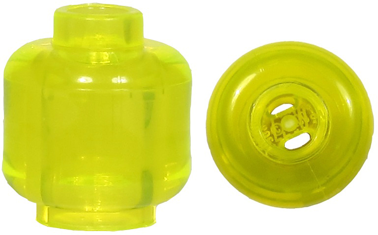 Lego Minifigure, Head (Plain) / Trans-Neon Green