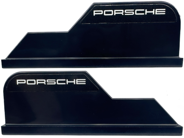 Lego Tail 8 x 1 with White 'PORSCHE' Pattern on Both Sides (Stickers) - Set 76916 / Black
