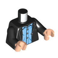 Lego Torso Jacket, Bright Light Blue Shirt Print, Black Arms, Light Nougat Hands