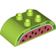 Lego Duplo Brick 2 x 4 Curved Top with Watermelon Print