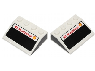 Lego Slope 33 3 x 4 with Front and Side Car Windows, Shell Logo and 'MonteShell' Pattern (Stickers) - Set 30192