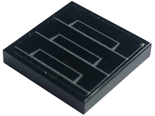 Lego Tile 2 x 2 with Silver Lines (Air Vents) on Black Background Pattern (Sticker) - Set 76181 / Black