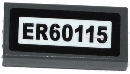 Lego Tile 1 x 2 with 'ER60115' Pattern (Sticker) - Set 60115