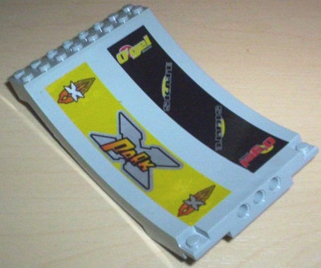 Lego Sports Arena Section / Skateboard Ramp with X-Park, Island Xtreme Stunts Logo, and Ogel Skate Pattern (Stickers) - Set 6738 / Light Gray