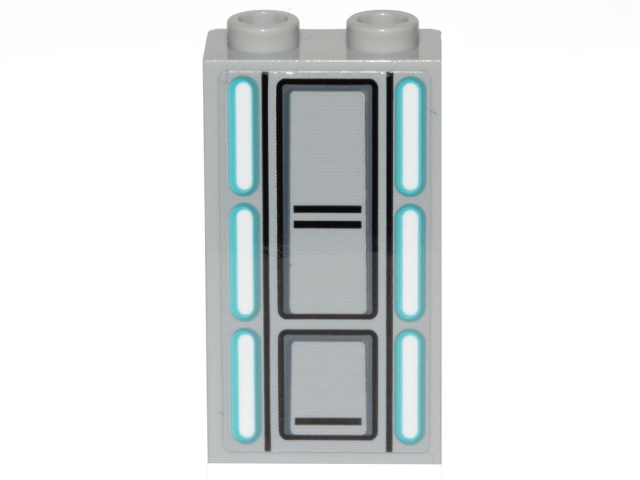 Lego Panel 1 x 2 x 3 with Side Supports - Hollow Studs with SW Darth Vader's Castle Wall Lights and Panels Pattern (Sticker) - Set 75251 / Light Bluish Gray