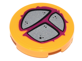 Lego Tile, Round 2 x 2 with Bottom Stud Holder with Silver and Magenta Stepping Stones Pattern (Sticker) - Set 41179