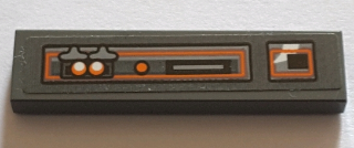 Lego Tile 1 x 4 with Gray and Orange Control Panel Pattern Model Left Side (Sticker) - Set 75144