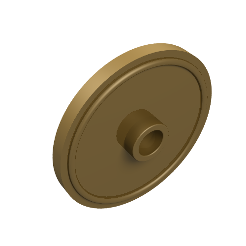 Lego Shield Round with Stud and Raised Rim [Plain] / Pearl Gold