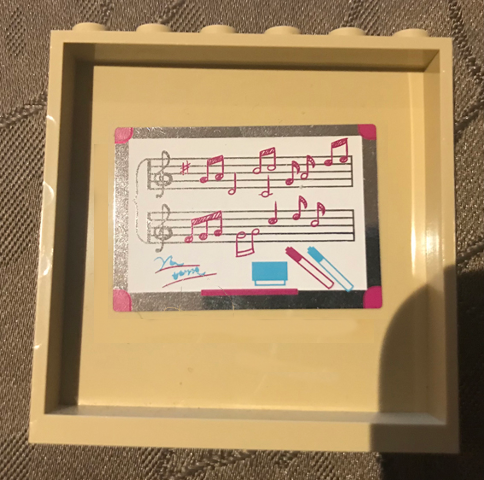 Lego Panel 1 x 6 x 5 with Musical Score and Music Notes with Silver Border Pattern on Inside (Sticker) - Set 41134