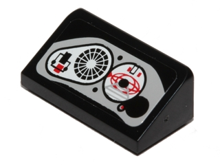 Lego Slope 30 1 x 2 x 2/3 with SW Flash Speeder Controls Pattern (Sticker) - Set 75091 / Black