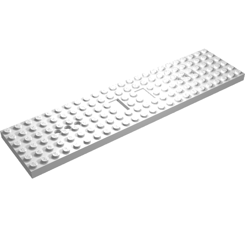Lego Vehicle Base, Train 6 x 24 with Two 1 x 2 Cutouts and 3 Round Holes Each End / White