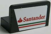 Lego Panel 1 x 2 x 1 with Santander Logo and Green Line Pattern Model Right Side (Sticker) - Set 75879 / Black